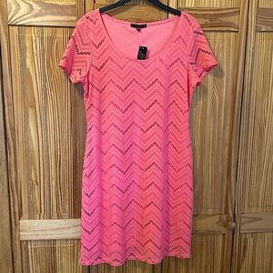 NEW Tatiana B Sheath Dress Coral Size Large Cap Sleeve Slimming